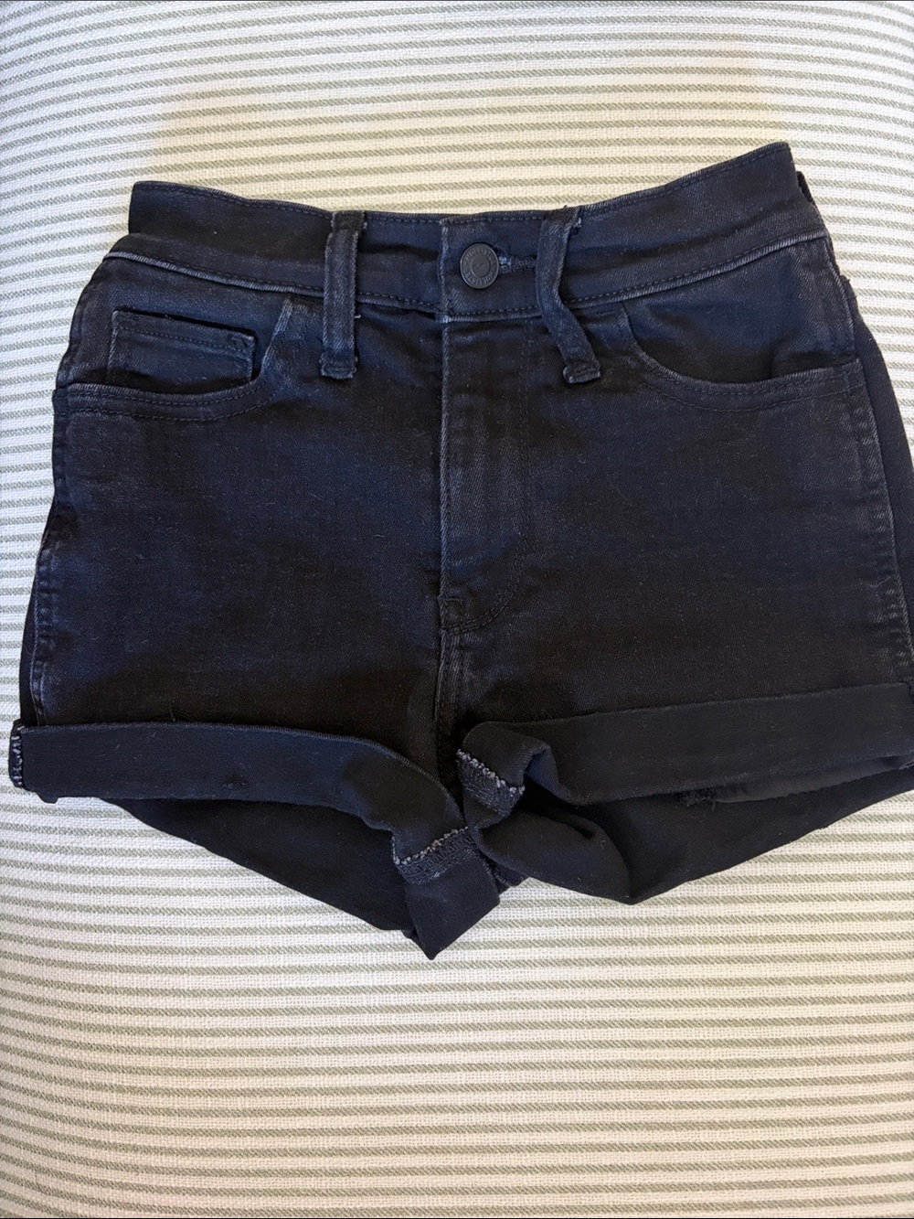 Hollister Black Cuffed Denim Shorts
